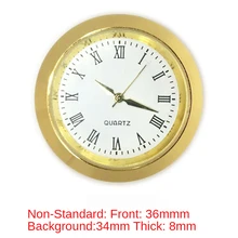 1 pçs ouro aro diâmetro 35mm inserir relógio de quartzo para inserção embutida cabeça de relógio de mesa diy