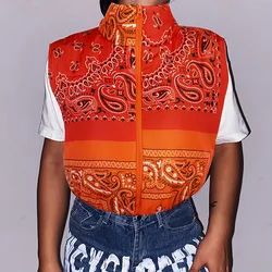2021 nova moda temperamento padrão impresso colete outono fino gola casual algodão casaco feminino casaco
