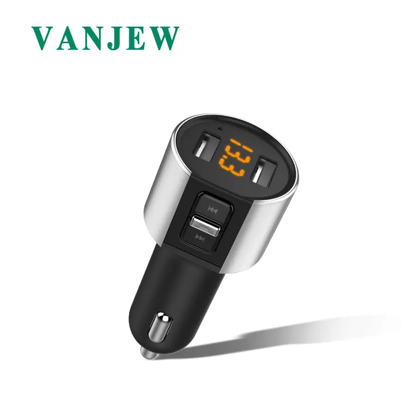 Baratos VANJEW C26 coche Bluetooth transmisor FM 5 V 3.4A Dual puertos USB cargador u disk reproductor de MP3 transmisor para coche llamadas manos libres