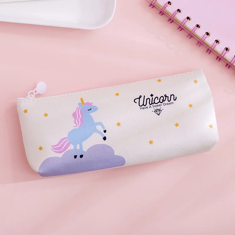 Cute Unicorn Pencil Case Kawaii PU leather Pencil Bag Pencil Box Pen Case For Girls Korean Stationery Office School Supplies - Цвет: 1
