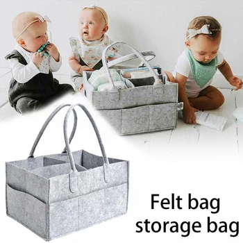 

Baby Diaper Organizer Caddy Felt Changing Nappy Kids Storage Carrier Bag Grey