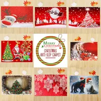 Area Rug Christmas Carpets Snowman Soft Kitchen Rug Floor Mat Polyester Fiber Entrance Deer Anti-Skid
