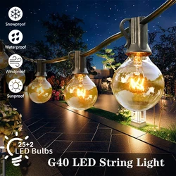 25Ft G40 Bulbs Led String Light Outdoor Waterproof Fairy Lights Christmas Decoration Lamp for Home Party Garden Holiday Wedding