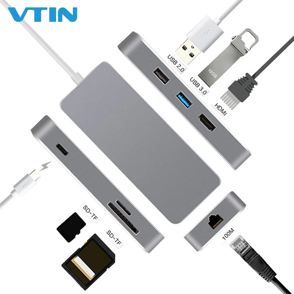 

7 in 1 Multi-Port Type C USB 3.0 HUB to HDMI 3.5mm Audio for MacBook Notebook PC USB C Adapter Hub HDMI Drop shipping