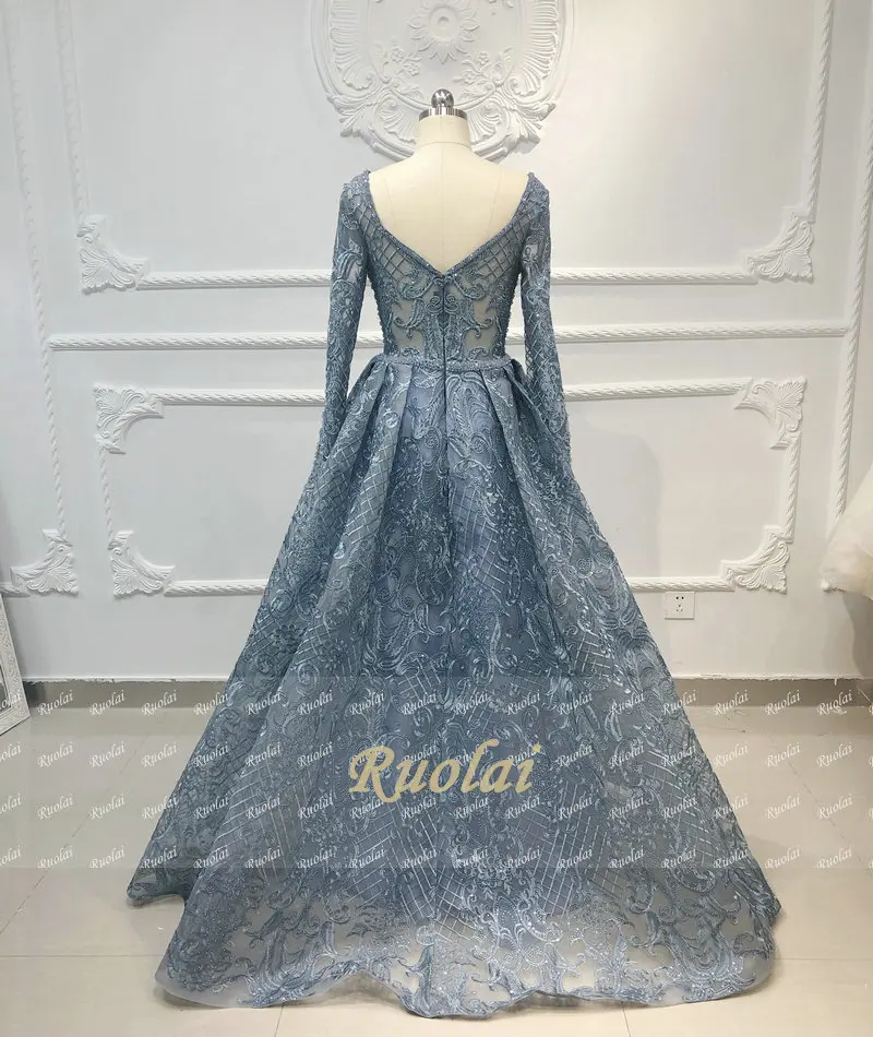 Роскошные вечерние платья Длинные robe de soiree бисер с длинным рукавом Формальное платье для выпускного Дубай вечерние платья abiye gece elbisesi