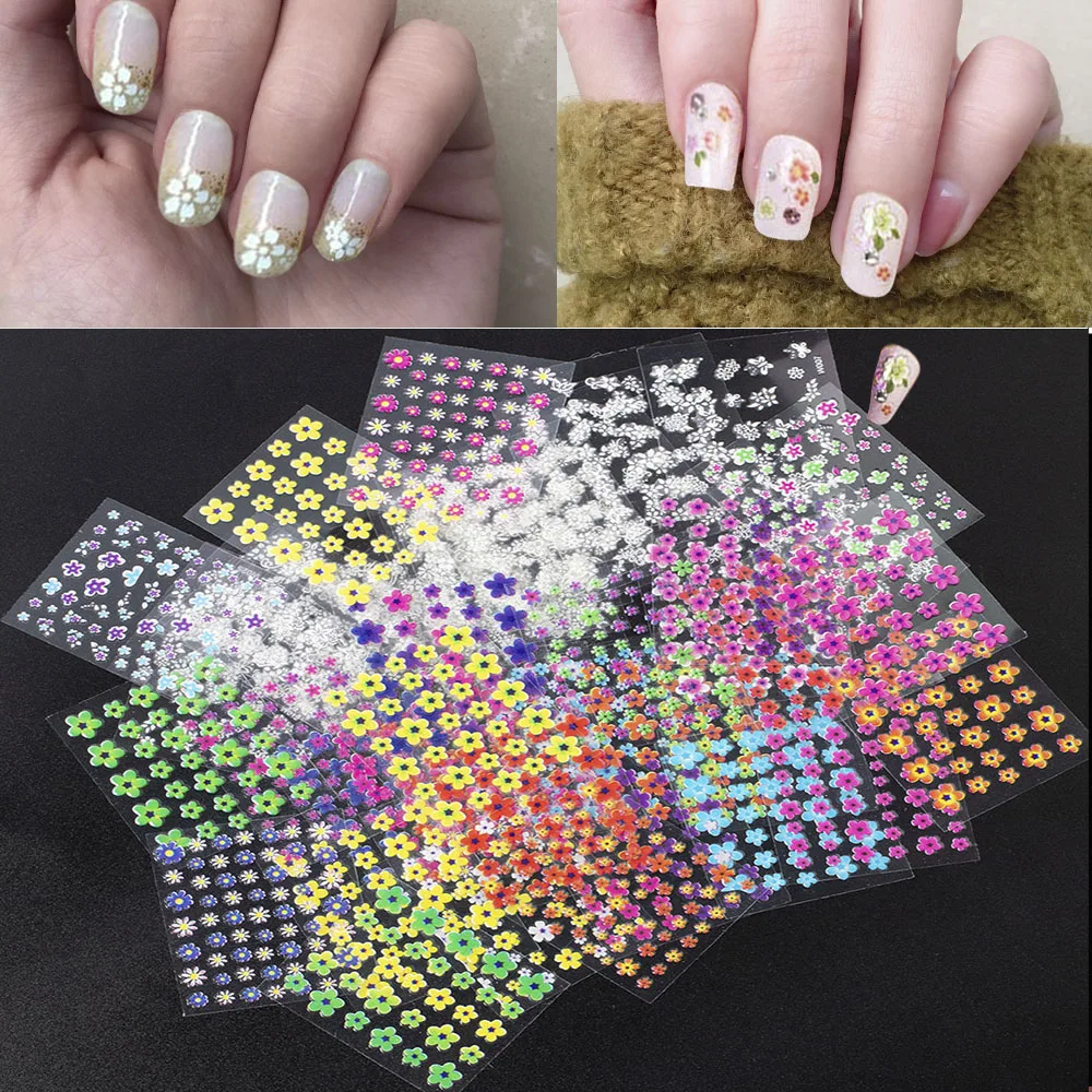 50Pcs/Set DIY French Tips Nail Decals Mixed Styles Colorful Floral Beauty  Design Transfer Slider Nail Art Sticker Decals Flower|Stickers & Decals| -  AliExpress