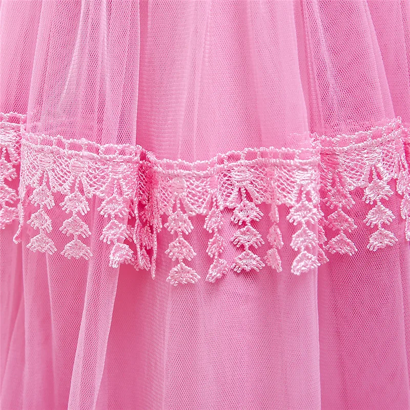 5-14 Years Kids Dresses For Girls Wedding Party Lace Girl Tube Prom Dress Bridesmaid Princess Teen Girl Red Tulle Evening Gowns