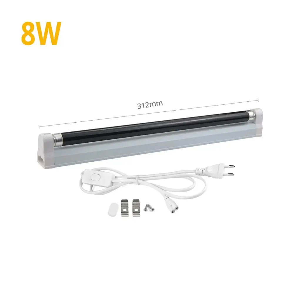 8W With Plug Черный светильник, синий УФ-светильник, лампочка 110 В 220 В, T5, ламповый светильник, УФ ультрафиолетовые люминесцентные CFL светильник, Рождественская вечеринка, сценическая фиолетовая лампа - Мощность в ваттах: 8W With Plug