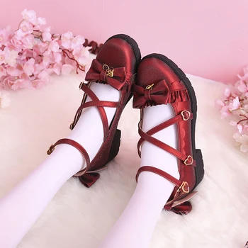 

Japanese fairy Lolita shoes cute jk middle heel Vintage Sweet girl Shoes JK Uniform Lolita Shoes Princess Kawaii Girl Victoria