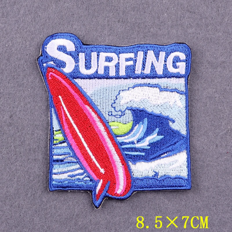 DIY Adventure Badges Surfing Camping Patch Iron On Patches On Clothes Wilderness Embroidered Patches For Clothing Stripes Decor 