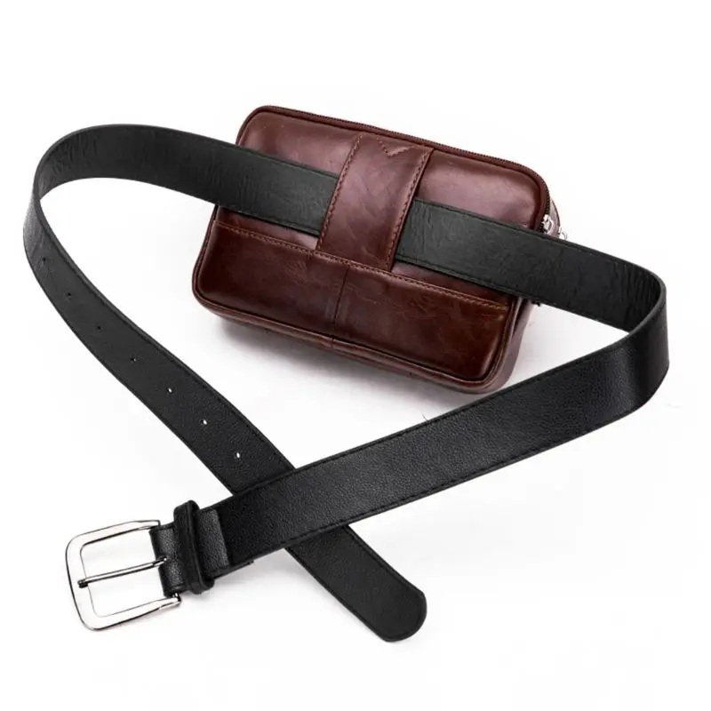 Men Vintage PU Leather Shoulder Bag Crossbody Waist Bag Small Belt Holster Phone Pouch Case 35EF