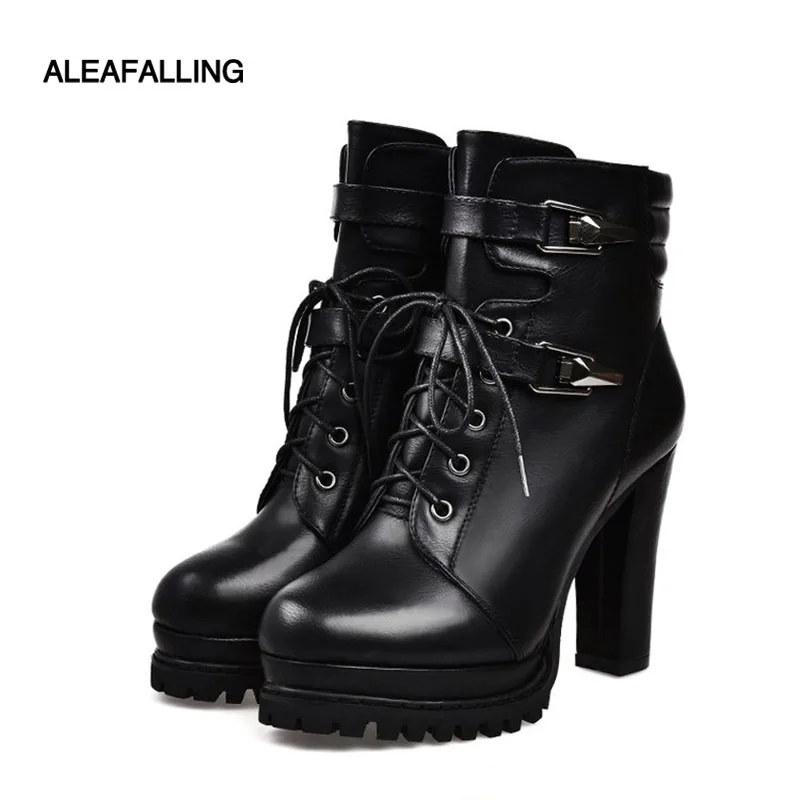 

Aleafalling Exquisite New Arrival Ankle Women Boots Outdoor Zip Open Girl's Super High Heel Boots Fashion Lady's Black Shoes