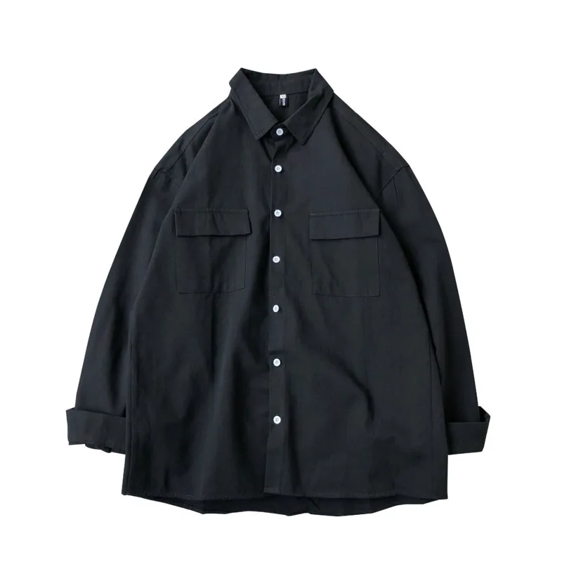 Осенняя хлопковая рубашка Мужская модная Однотонная рубашка мужская приталенная рубашка Повседневная Рабочая Рубашка с длинными рукавами Мужская s M-3XL