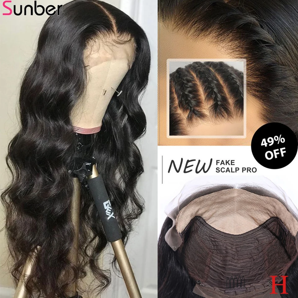 Поддельные волнистые человеческие волосы 13x 4/6 150% плотность remy Glueless кружева