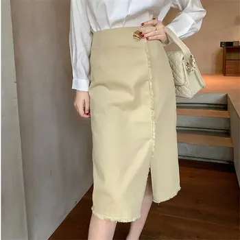 

Hzirip Fashion Summer Slim High Waist Slender Chic Gentle Sexy Solid Simple Casual Brief Office Ladies Plus Size Split Skirts