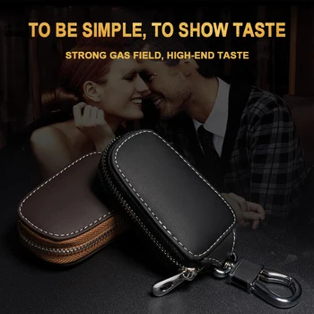 

Car Key Pouch Bag Case Wallet Holder Chain Key Wallet Ring Collector Housekeeper Pocket Key Organizer Leather Keychain for car