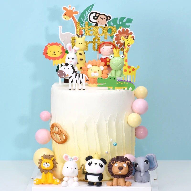 Cakelove Ins украшение льва лягушка для детского дня топперы на торт вечеринки