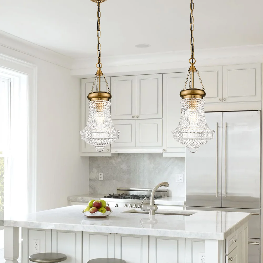 Элегантный стеклянный подвесной светильник для кухонного островка фермерский