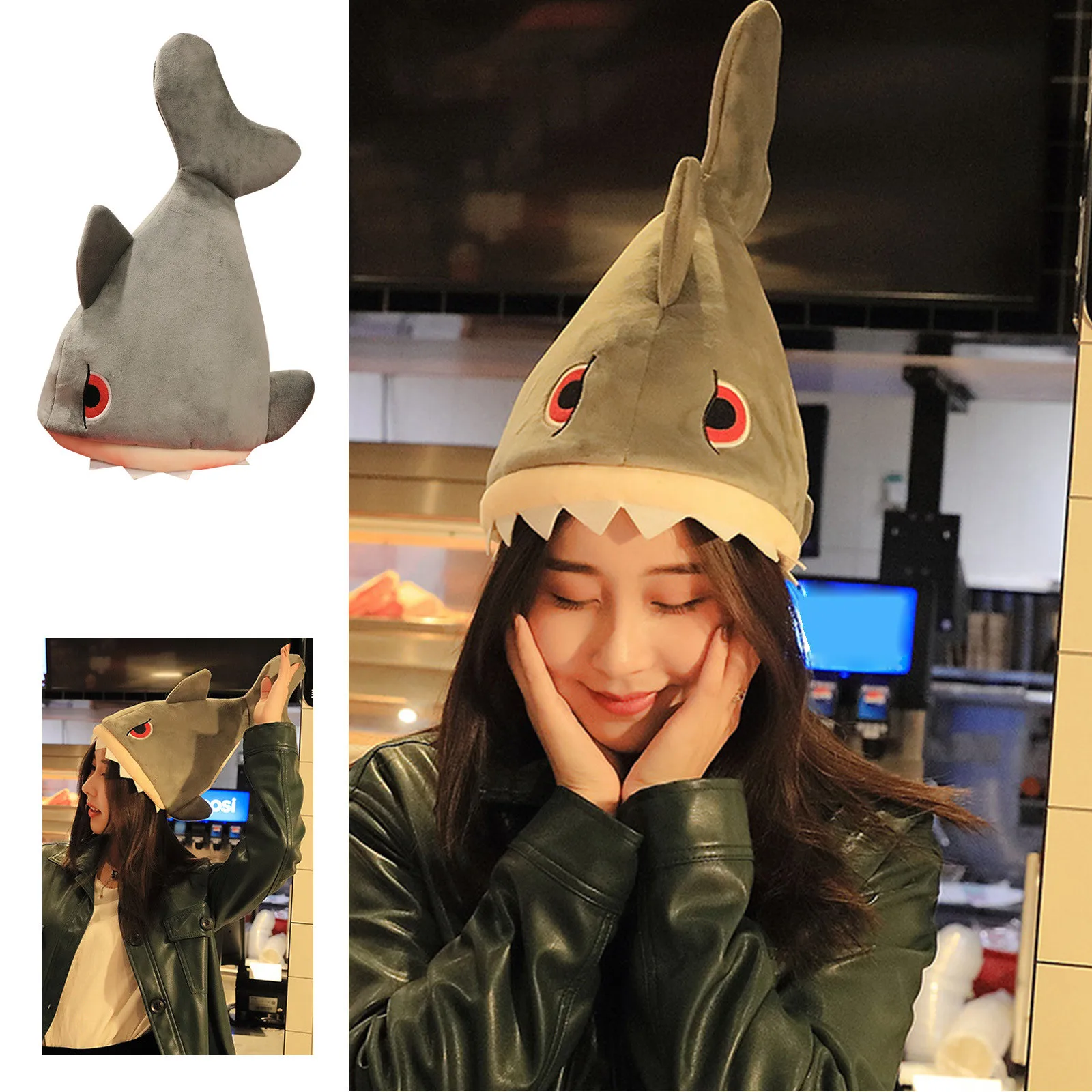 1pc Cute Funny Shark Hat Plush Toy Moving Electric Music Hat Animal Creative Birthday Gift Costume Novelty For Children