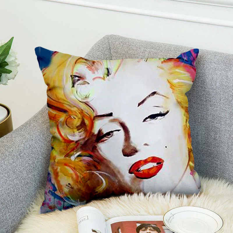 Marilyn Monroe Pillow Case Polyester Decorative Pillowcases Throw Pillow Cover style-1