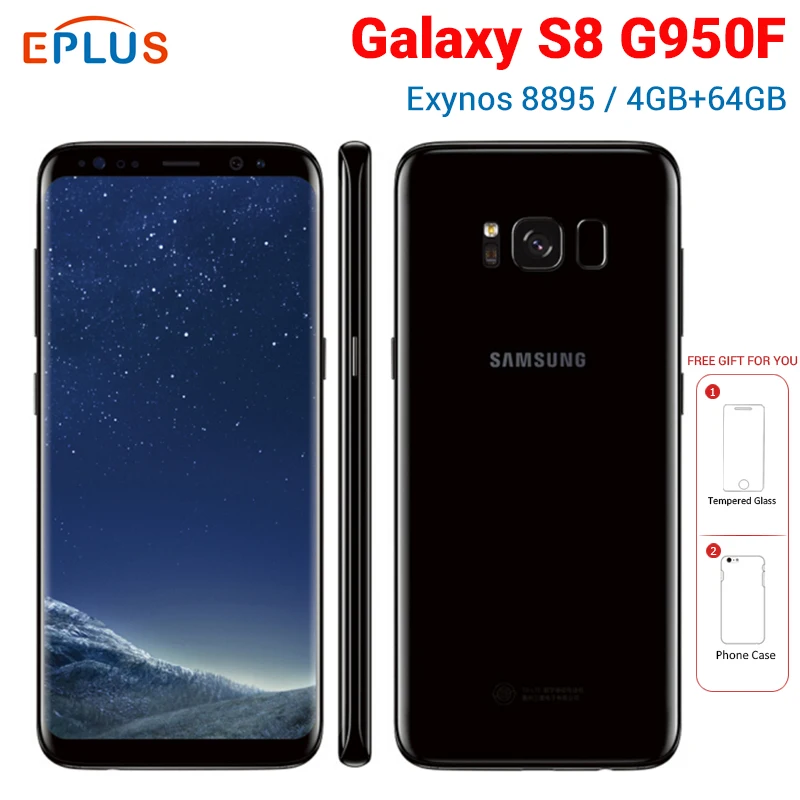 Совершенно мобильный телефон samsung Galaxy S8 G950F Exynos 8895, четыре ядра, 5,8 дюймов, 4 Гб ОЗУ, 64 Гб ПЗУ, 12 МП, 3000 мАч, Android телефон