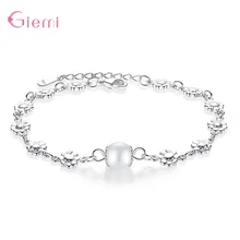 Модный стильный 925 пробы Серебряный Штабелируемый цветы хороший пресноводный жемчуг Регулируемые браслеты для женщин Необычные Ювелирные изделия Чокер