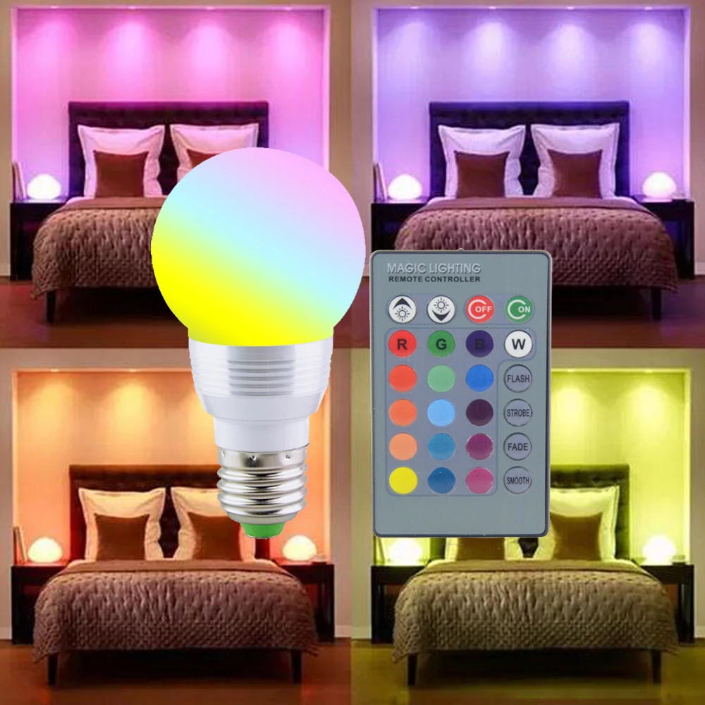 85-265V E27 E14 7W светодиодный ночной Светильник изменяемый цвет RGB лампа+ ИК-пульт дистанционного управления Рождественский светильник атмосферный Декор