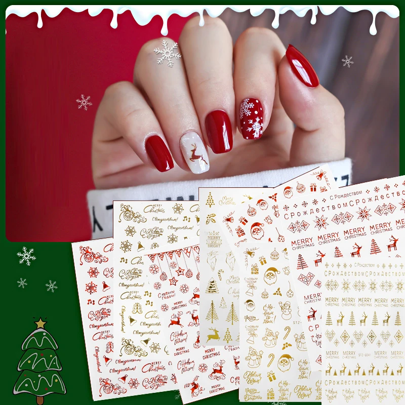 1 шт. рождественские наклейки для дизайна ногтей Зимняя Снежинка Санта