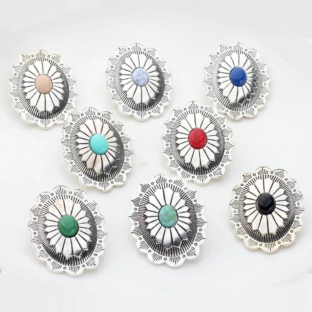 

Кнопки из цинкового сплава в стиле ретро, овальные декоративные пуговицы в форме цветка, подвески для «сделай сам», 30*43 мм, 2 шт./лот