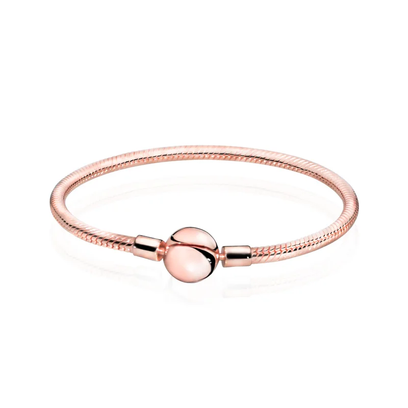 Kopen Nieuwe Collectie 100% S925 Massief Zilveren Gouden Rose Gouden Kleur Snake Chain Armband Vrouwen Sieraden