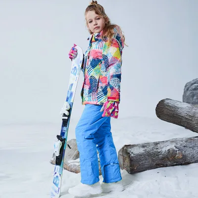 Детский лыжный костюм, детский брендовый водонепроницаемый Зимний комплект для девочек, штаны, зимняя Лыжная и Сноубордическая куртка для детей - Цвет: color 11