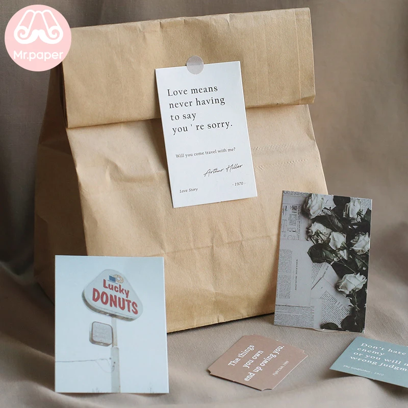 Mr.paper 30pcs/lot Instagram Style Butter Paper Kraft Card Scrapbooking Material Paper Fresh Words LOMO Cards