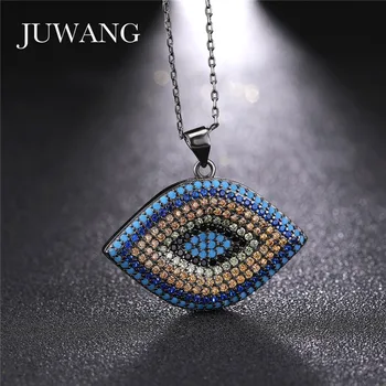 

New Women Micro Zirconia Evil Eye Necklace Lucky Blue Greek Eyes Necklace Elegant Women Girls Exquisite Gift Fine Jewelry