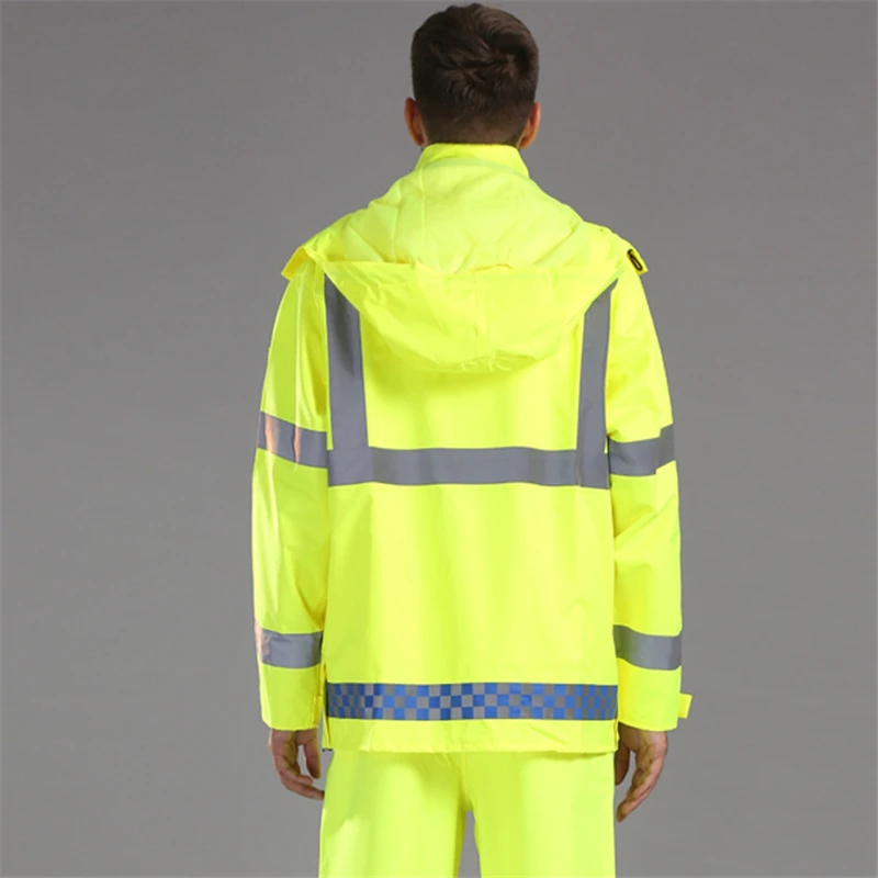 Безопасная рабочая одежда светоотражающий дорожный набор одежды ПВХ плащ сплит брюки набор санитарный дождь для уличной ночной работы