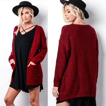 

Autumn Winter European Style Long Sleeve Outwear Women Sweater Woman Knit Cardigan Coats
