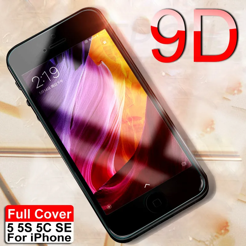 

9D Tempered Glass For Apple iPhone 5 5S 5C SE Anti-Burst Screen Protector Safety Glass Film on iPhone SE 5S Protection Film Case