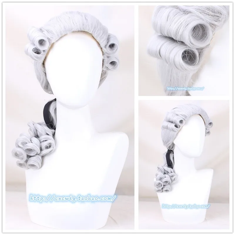 

Silver Lawyer Judge Pianist Music Performance Wig Cosplay Baroque Curly Colonial Historical Costume Wig Halloween Cosplay Props
