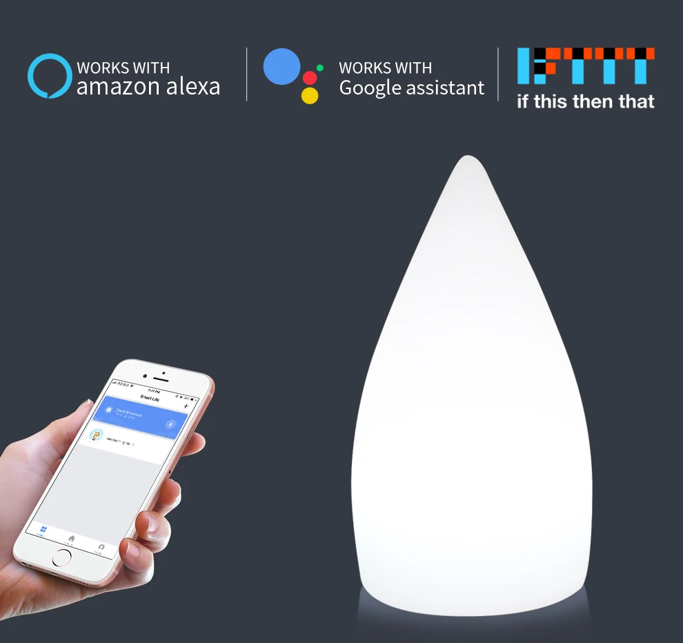 Светодиодный светильник с таймером для Google Home IFTTT, умное управление, цветной, с регулируемой яркостью, 5 В, капли воды, ночная лампа, зарядка через usb, домашнее освещение