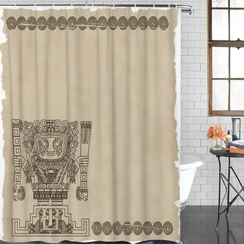 

Geometric Lines Yellow Grey Retro Waterproof Shower Curtain Home Decoration Shower Curtain Bathroom Accessories