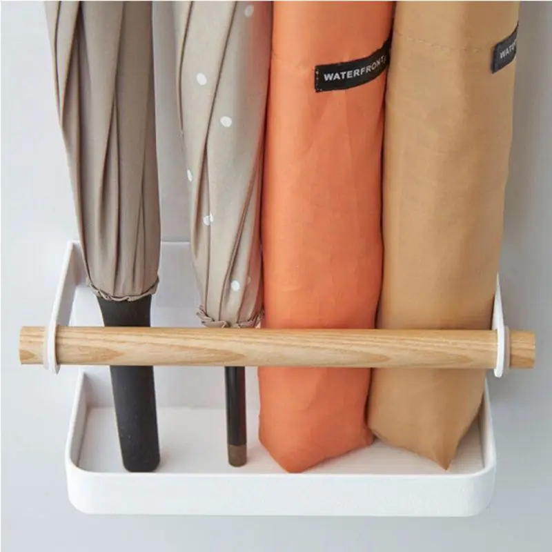 2 шт./компл. Nordic Стиль из древесины крепкой породы магнит стеллаж для хранения настенная стойка для зонтов 72XF