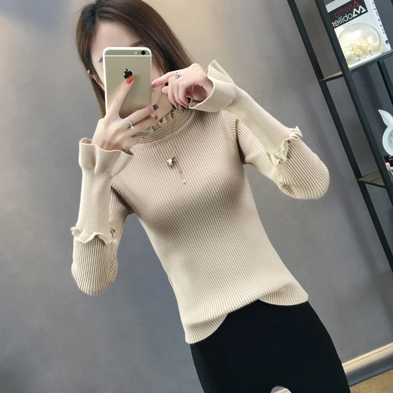 2019 New Arrival Sale Poncho Pullover Lotus Leaf Knitted Bottom Sweater For Women With Long Sleeves And Style Spring Wear | Женская