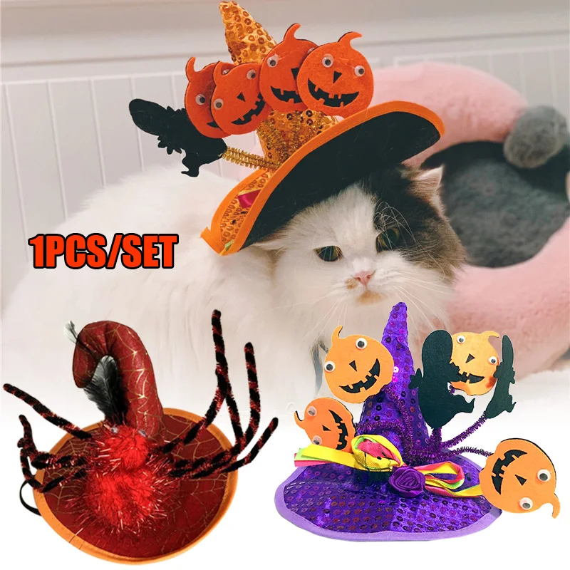 Лучшее Хэллоуин Волшебная ведьма шляпа домашних животных волшебник паук кепки