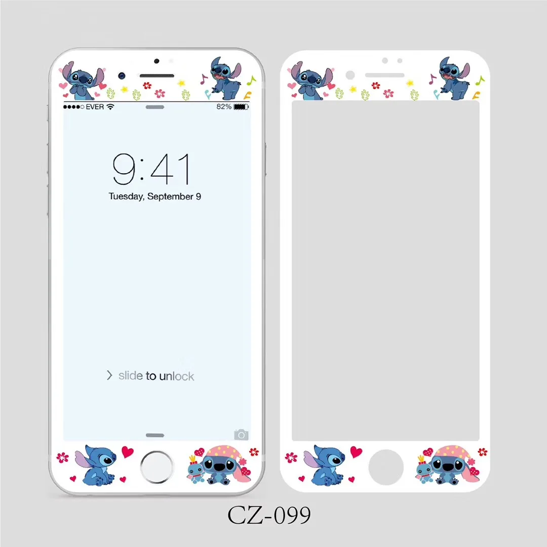 

Stitch Pattern Tempered Glass For iPhone 6 6s 7 8 Plus Protective Glass Screen Protector Film 3D 9H