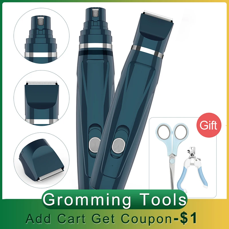 

2 In 1 Pet Grooming Machine Pet Dog Cat Hair Trimmer Paw Nail Grinder Nail Cutter Hair Cutting Machine Pets Clippers Supplies