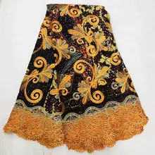 Высококачественная Красивая Вощеная кружевная ткань с вышивкой, хлопок для изготовления одежды, 6 ярдов, модные кружевные восковые ткани! O-4616