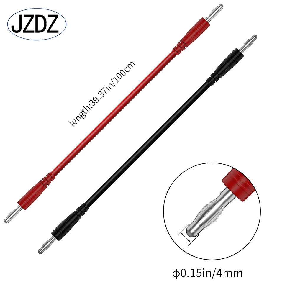 Jzdz 2Pcs Multi-Meter Test Leads Kabel Lijn Draad 100 Cm Dubbele Uiteinden 4Mm Banaan Plug Elektrische connector Diy Gereedschap J.70055