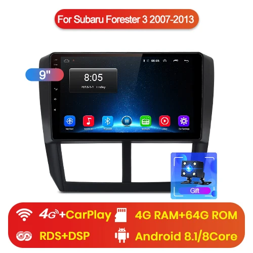 Junsun 2G+ 32G Android 8,1 для Subaru Forester 2008-2012 Авто 2 din Радио стерео плеер Bluetooth gps навигация нет 2din dvd - Color: 4G (4GB 64GB)