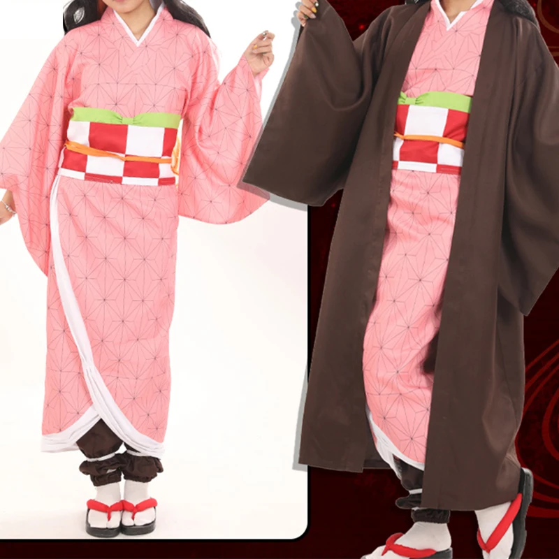 Cosrea Kimetsu No Yaiba Demon Slayer косплей камадо незуко костюмы демон кимоно Хэллоуин