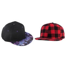 2Pcs WuKe Plaid Snapback Hip Hop Cap Baseball Skateboard Hip Hop Cap Men Women Basketball Snapback Hiphop Size 55-60cm Black+ R