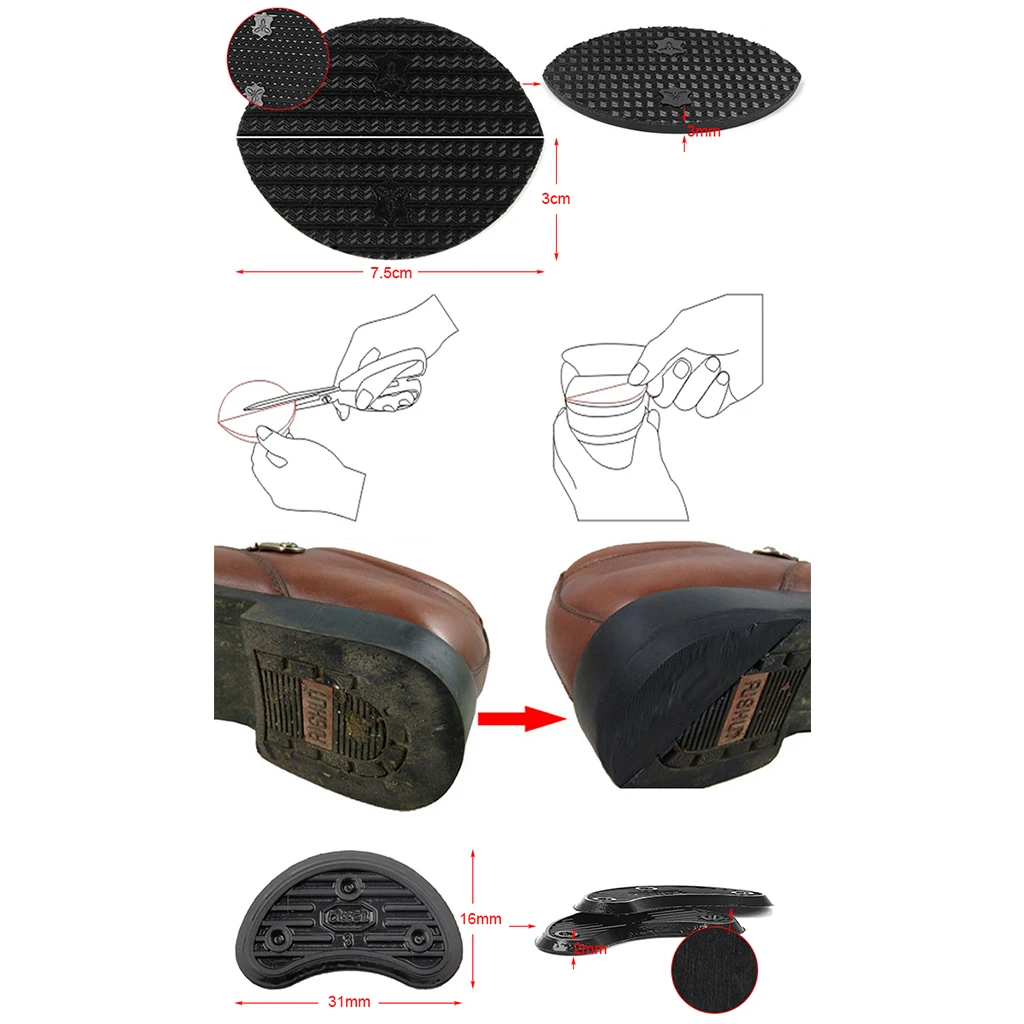 Rubber HEEL Savers TOE PLATES TAPS 3#, TIPS Grip Pads DIY Shoe Repair Supply  Anti Slip Rubber for DIY Shoe Repairs